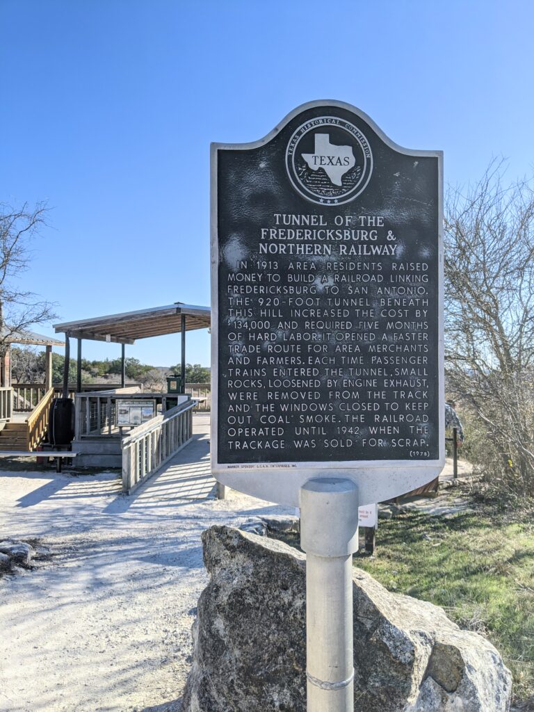 Historical Marker at Old Tunnel State Park in Fredericksburg, Texas