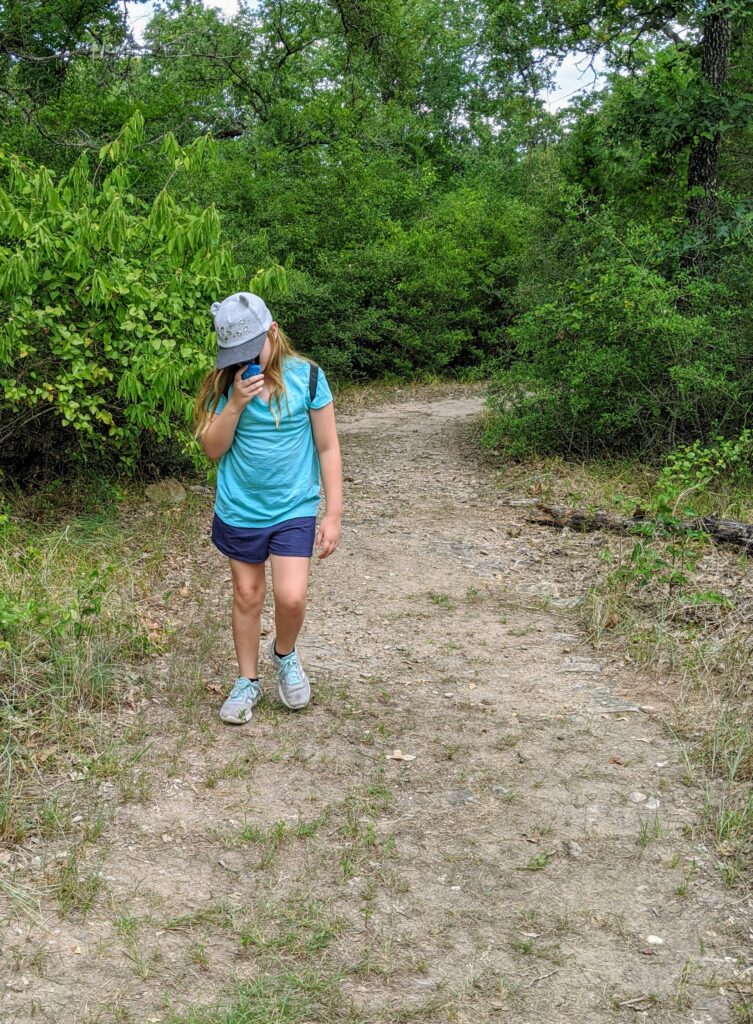 hiking with kids using walkie talkies