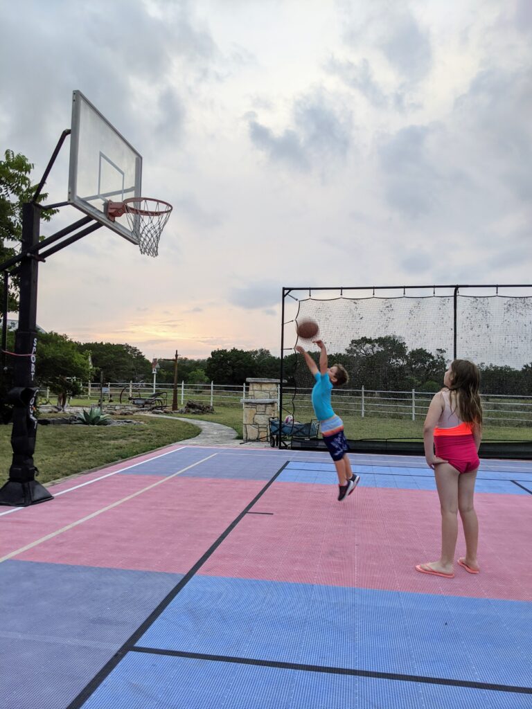 basketball court at hill country airbnb